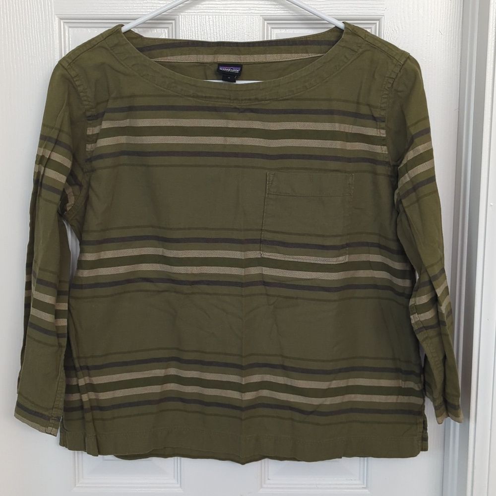 Patagonia long sleeve striped cotton shirt size M